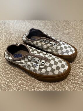 Vans Authentic Elastic Lace Checkerboard 'Moon Rock Gum' Low Top Sneakers
